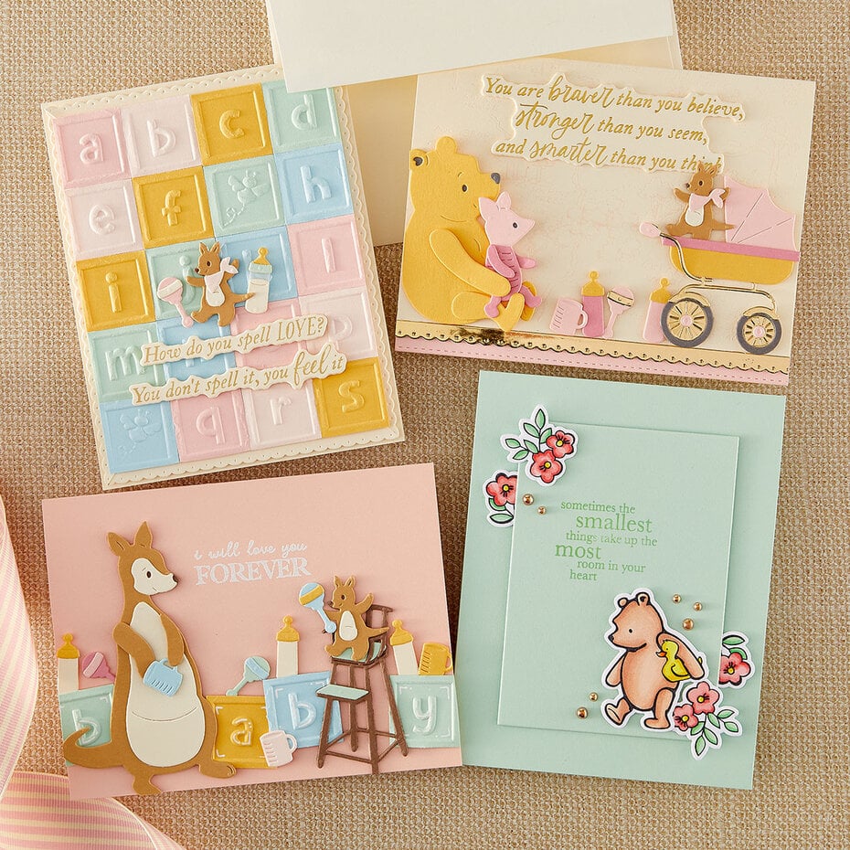 Spellbinders - Press & Foil Plate + Die set - Classic Pooh Baby - Sweet Sentiments