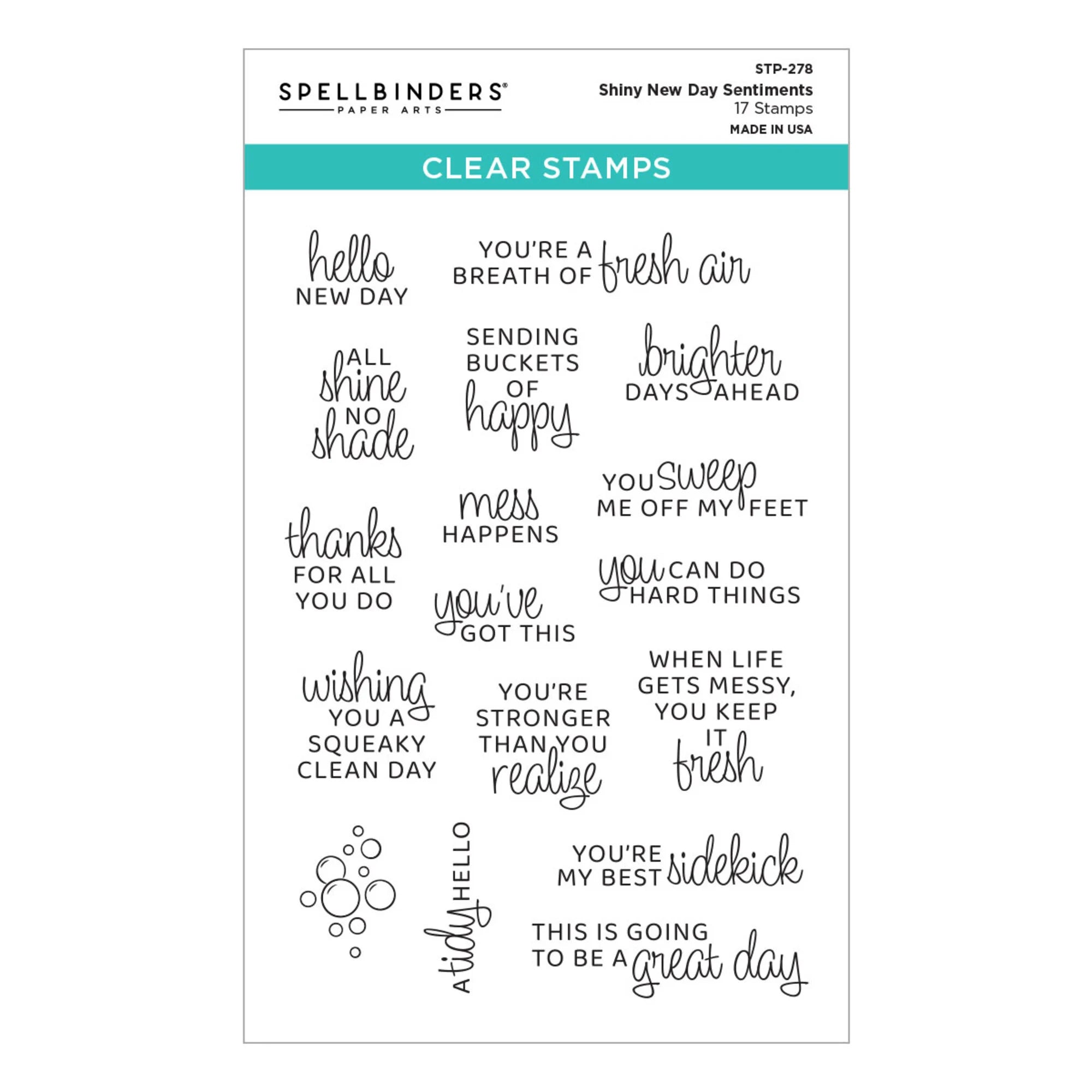 Spellbinders - Clear Stamp - Shiny New Day Sentiments