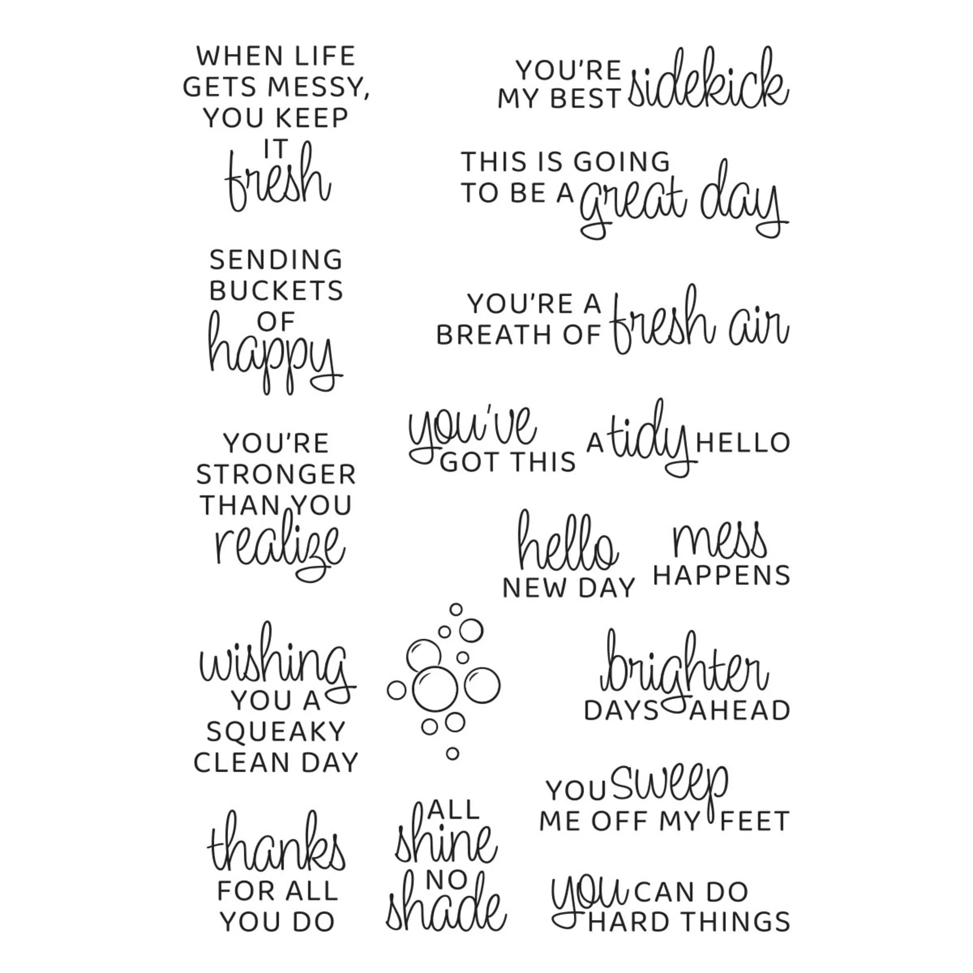 Spellbinders - Clear Stamp - Shiny New Day Sentiments