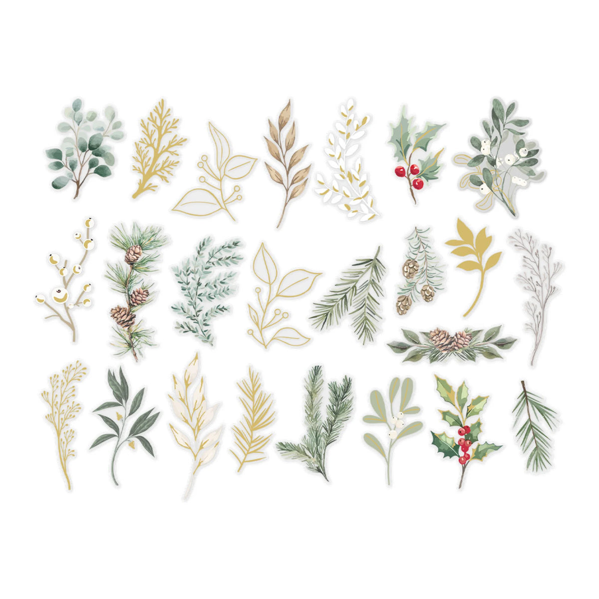Spellbinders - Sleigh Bells Ring - Clear Foliage Stickers by Rosie's Studio