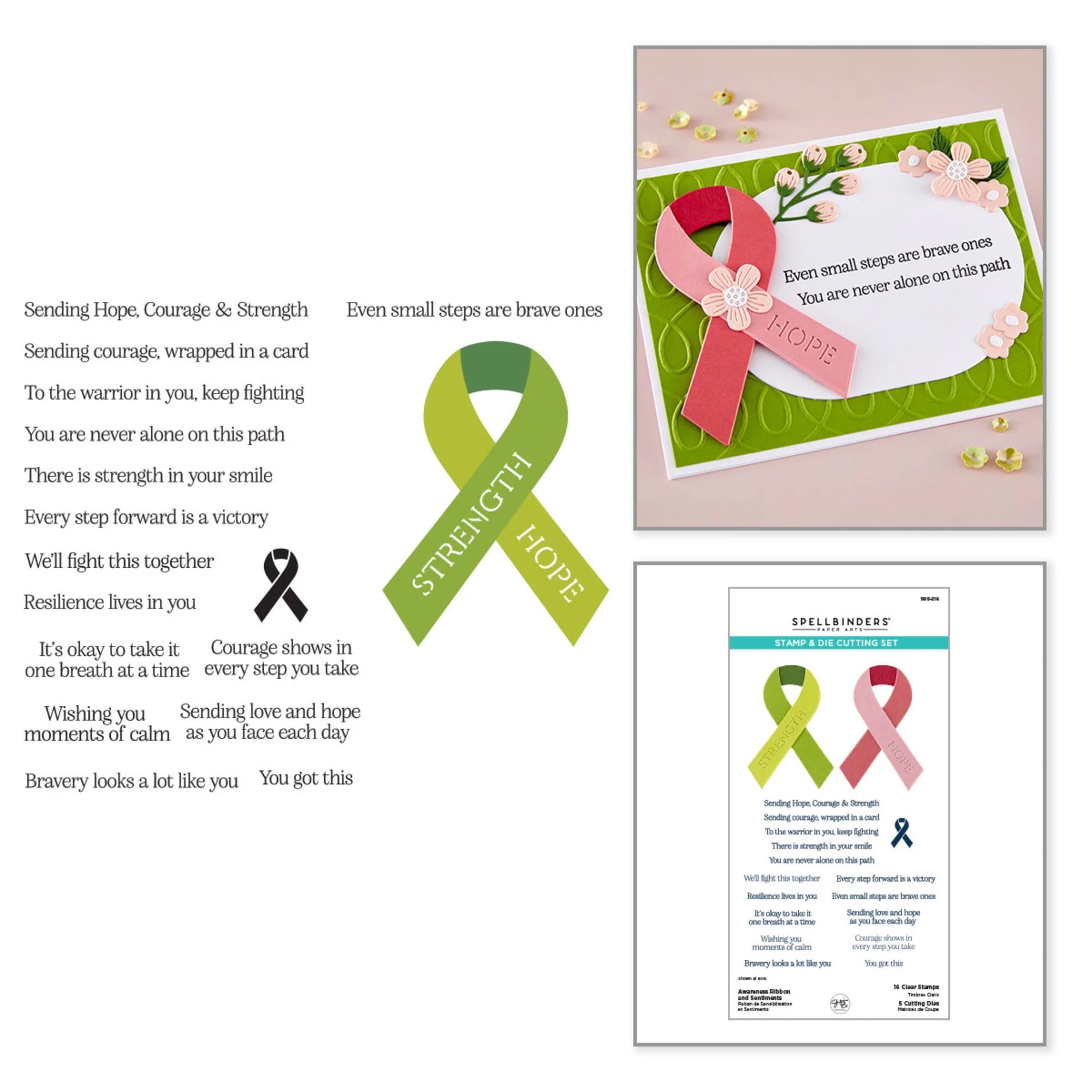 Spellbinders - Stamp & Die set - Awareness Ribbon and Sentiment