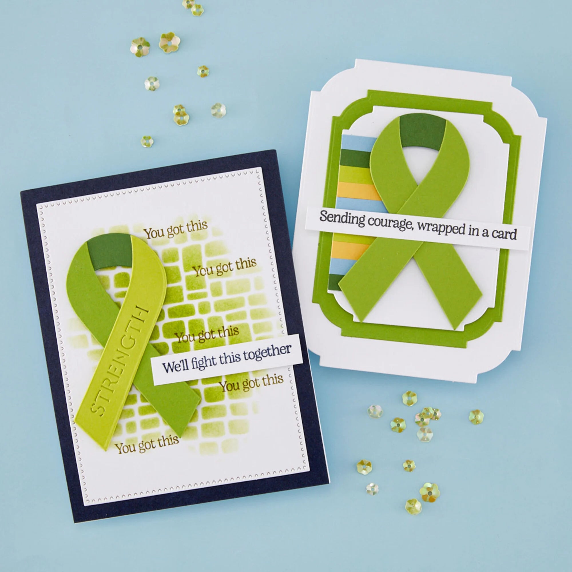 Spellbinders - Stamp & Die set - Awareness Ribbon and Sentiment