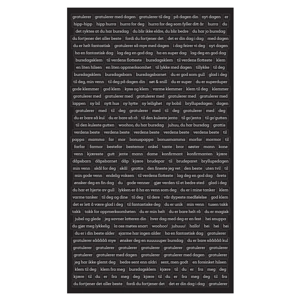 Kort & Godt - Klistremerke - Diverse sort