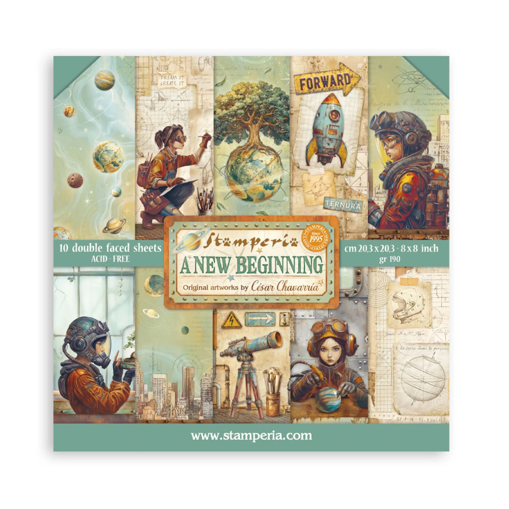 Stamperia - A New Beginning - Paper Pad - 8 x 8" (10 sheets