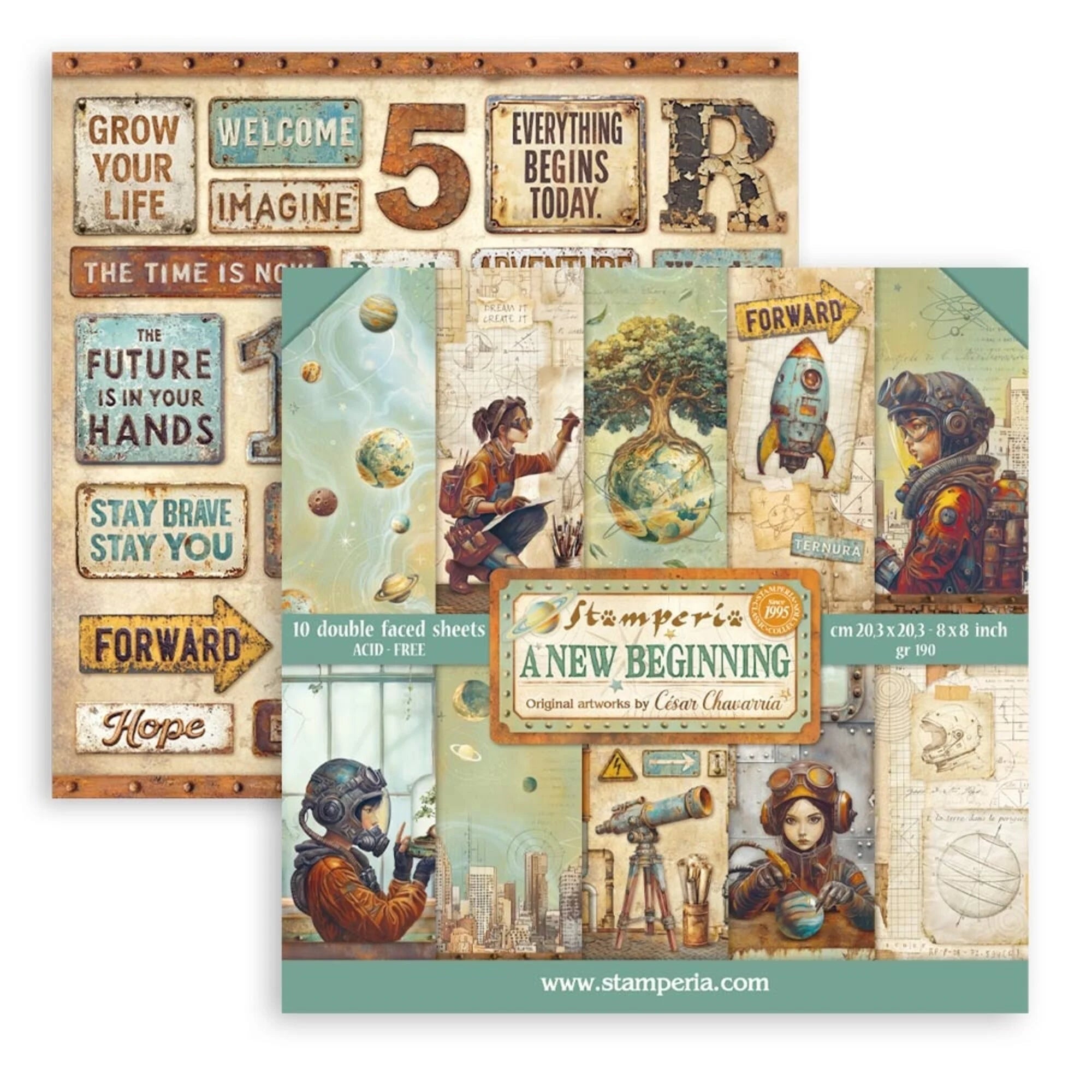 Stamperia - A New Beginning - Paper Pad - 8 x 8" (10 sheets