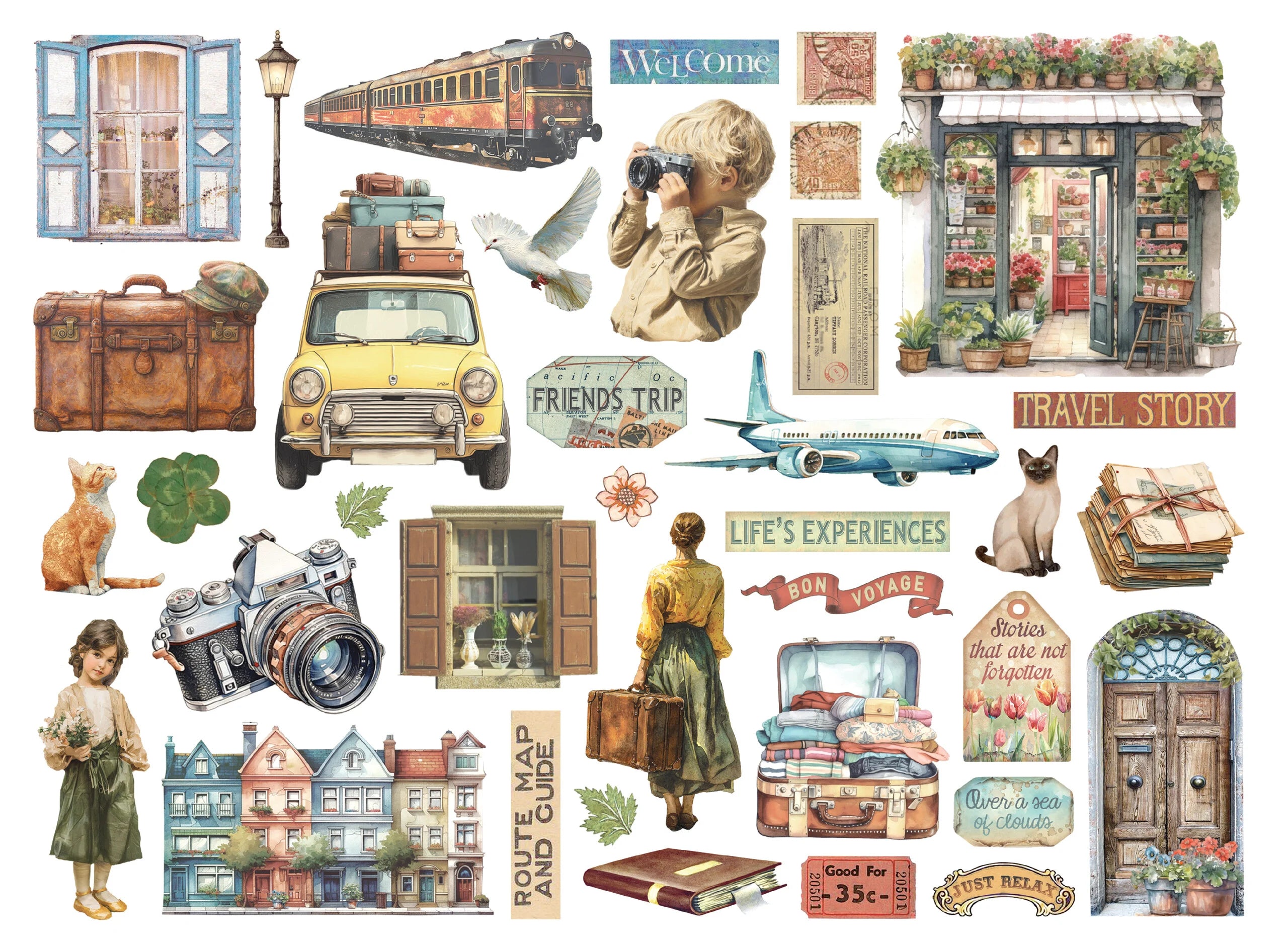 Stamperia - Art of Travelling - Chipboard Die Cuts