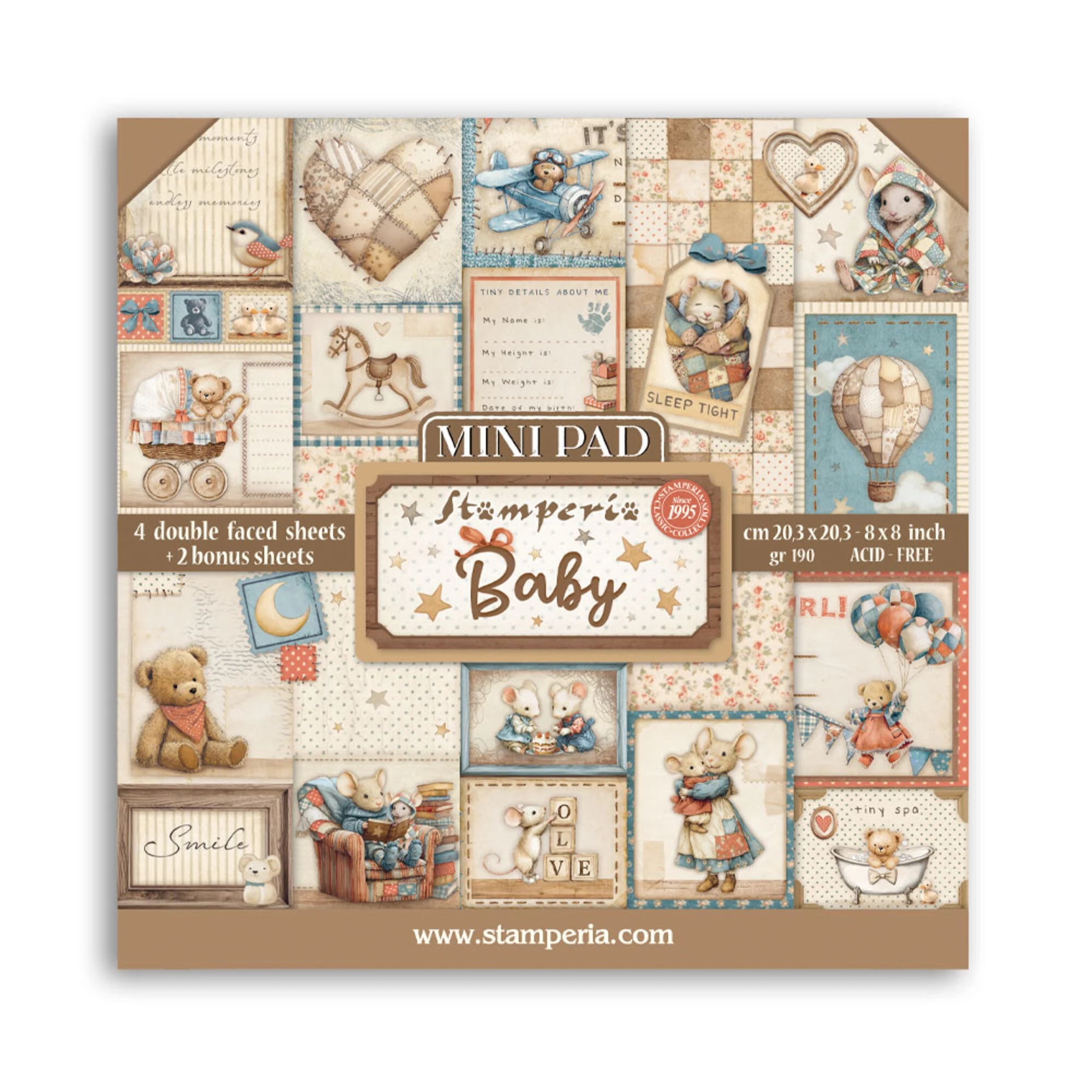 Stamperia - Baby - Mini Paper Pad - 8 x 8" (6 sheets)
