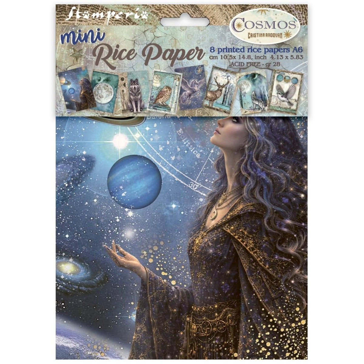 Stamperia - Cosmos - A6 Mini Rice Paper Selection by Cristina Radovan