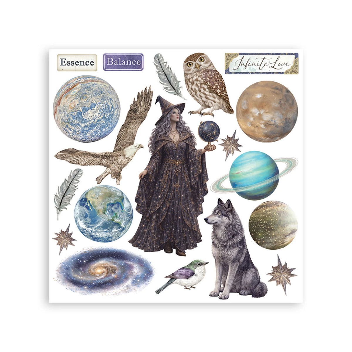 Stamperia - Cosmos - Rub-On 15,5x15x5cm Assortment by Cristina Radovan