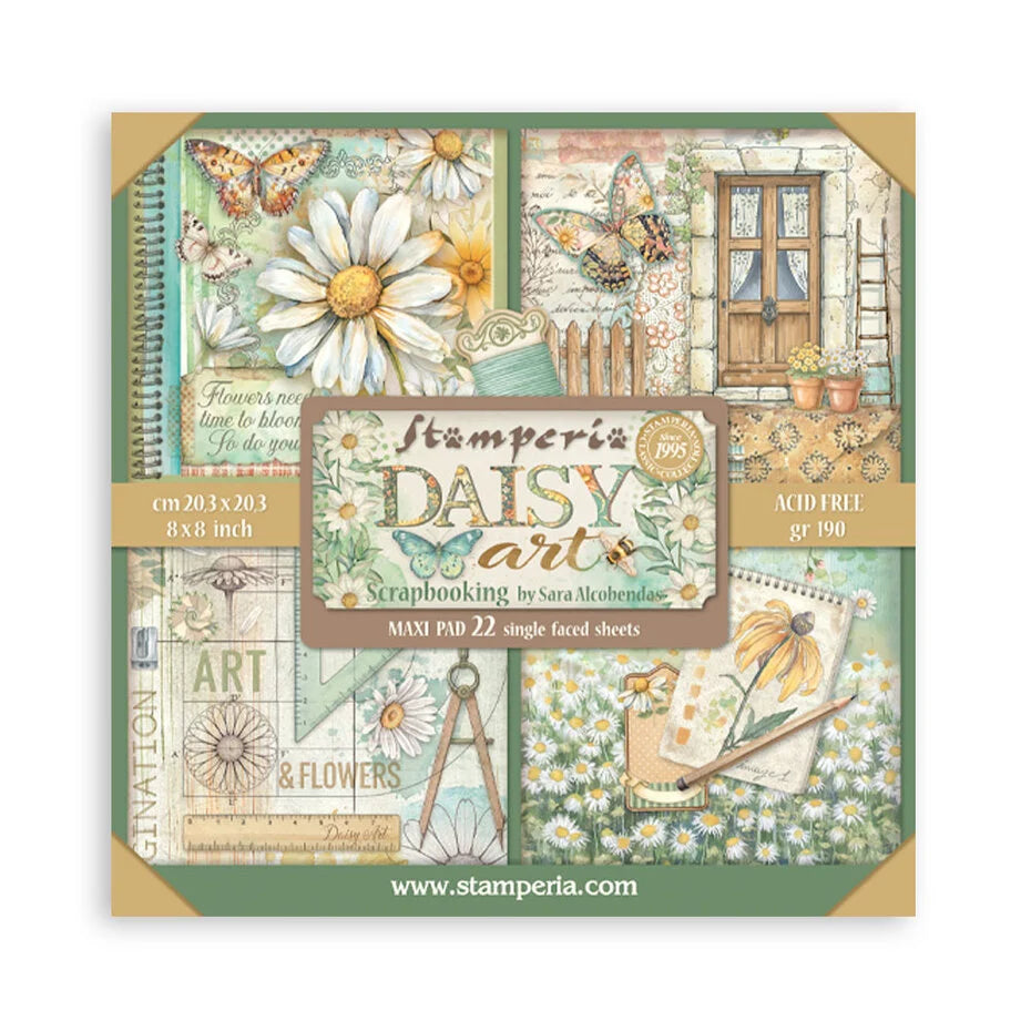 Stamperia - Daisy Art - Singled sided - Paper Pad 8 x 8" (22ark)