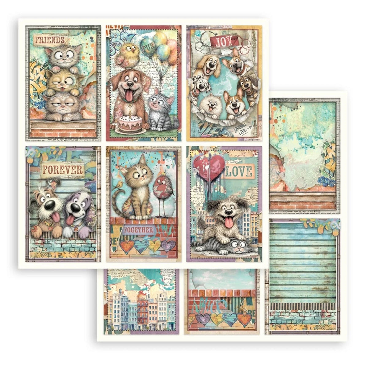 Stamperia - Furry Friends 2 - 6 Cards - 12 x 12"