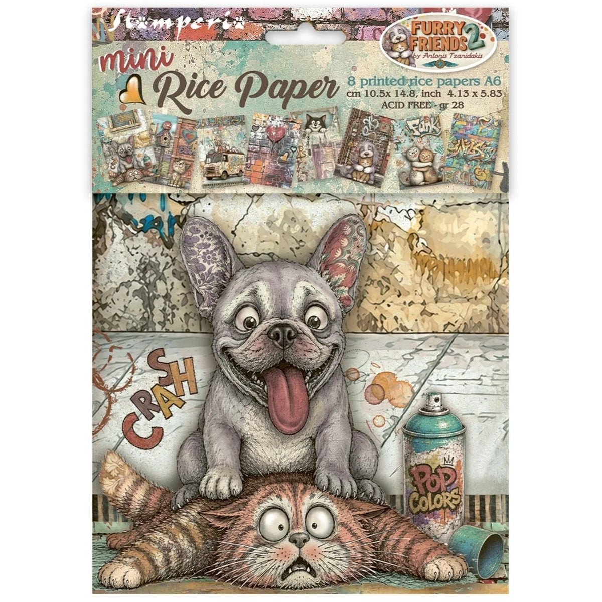 Stamperia - Furry Friends 2 - A6 Mini Rice Paper Selection by Antonis Tzanidakis