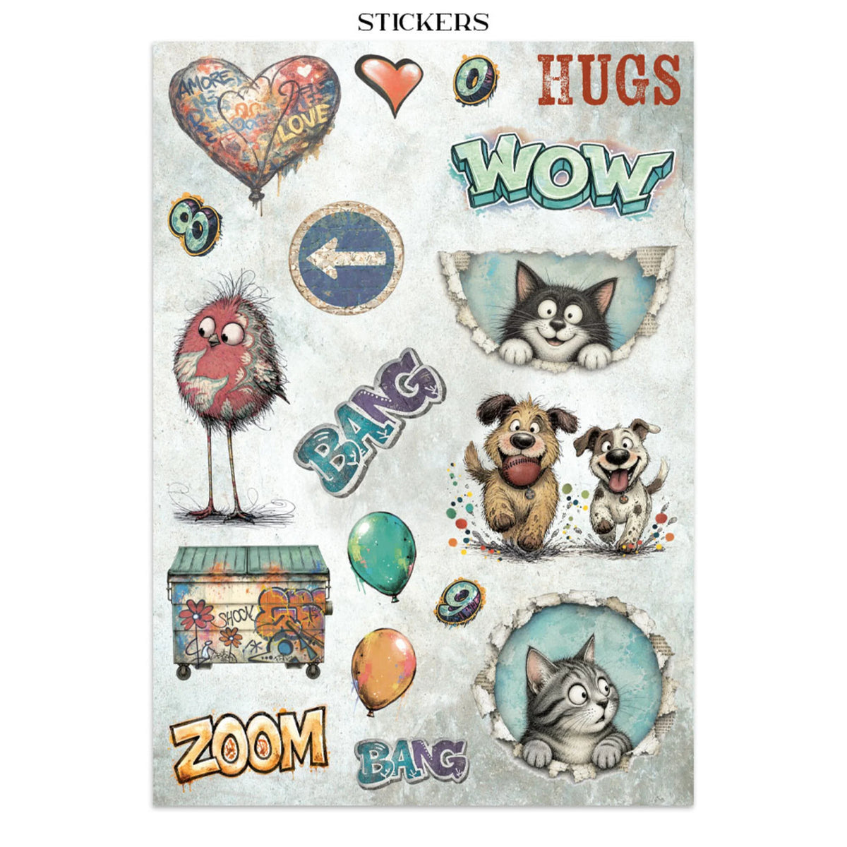 Stamperia - Furry Friends 2 Junk Journal Stickers, Backgrounds, Cut-Outs by Antonis Tzanidakis
