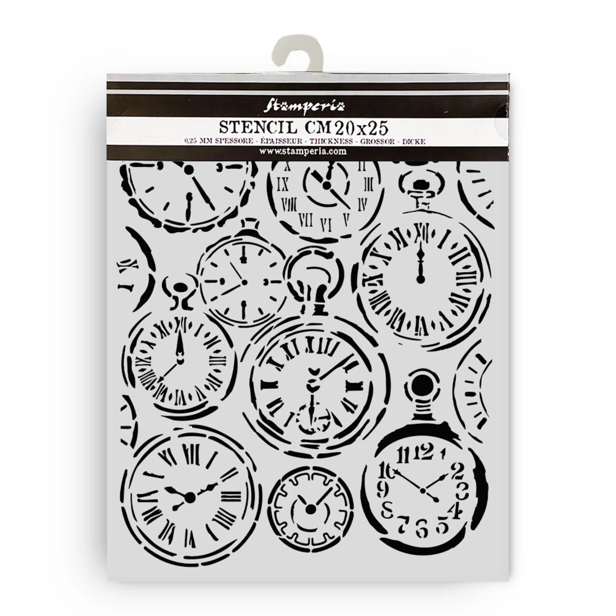 Stamperia - Gardens of time - Thick Stencil 20x25 cm - Mixed Clocks