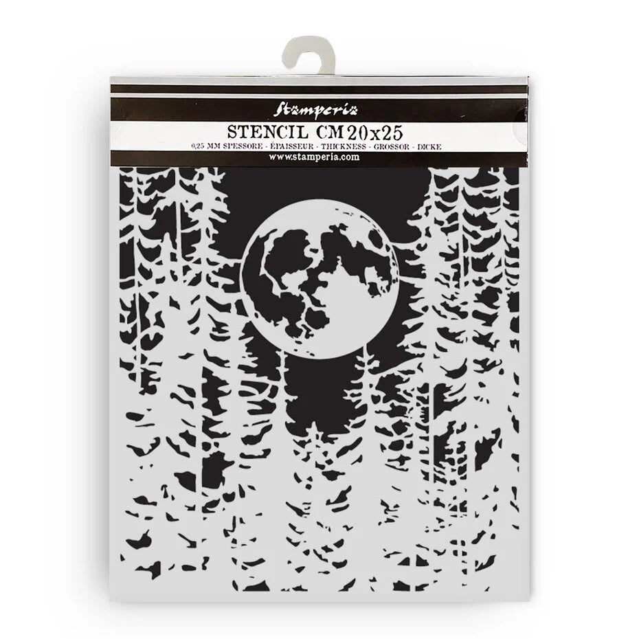 Stamperia - Herbarium Silvae - Stencil - Moon in the Forest - 20 x 25 cm