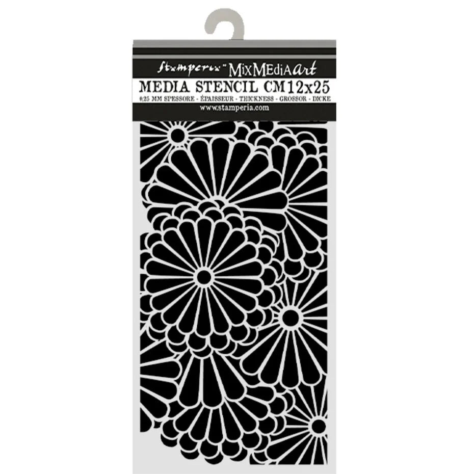 Stamperia - Oriental Garden - Thick Stencil 12x25 cm - Flowers Pattern