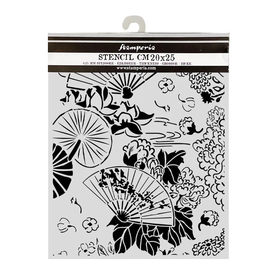 Stamperia - Oriental Garden - Fans - Thick Stencil 20x25 cm