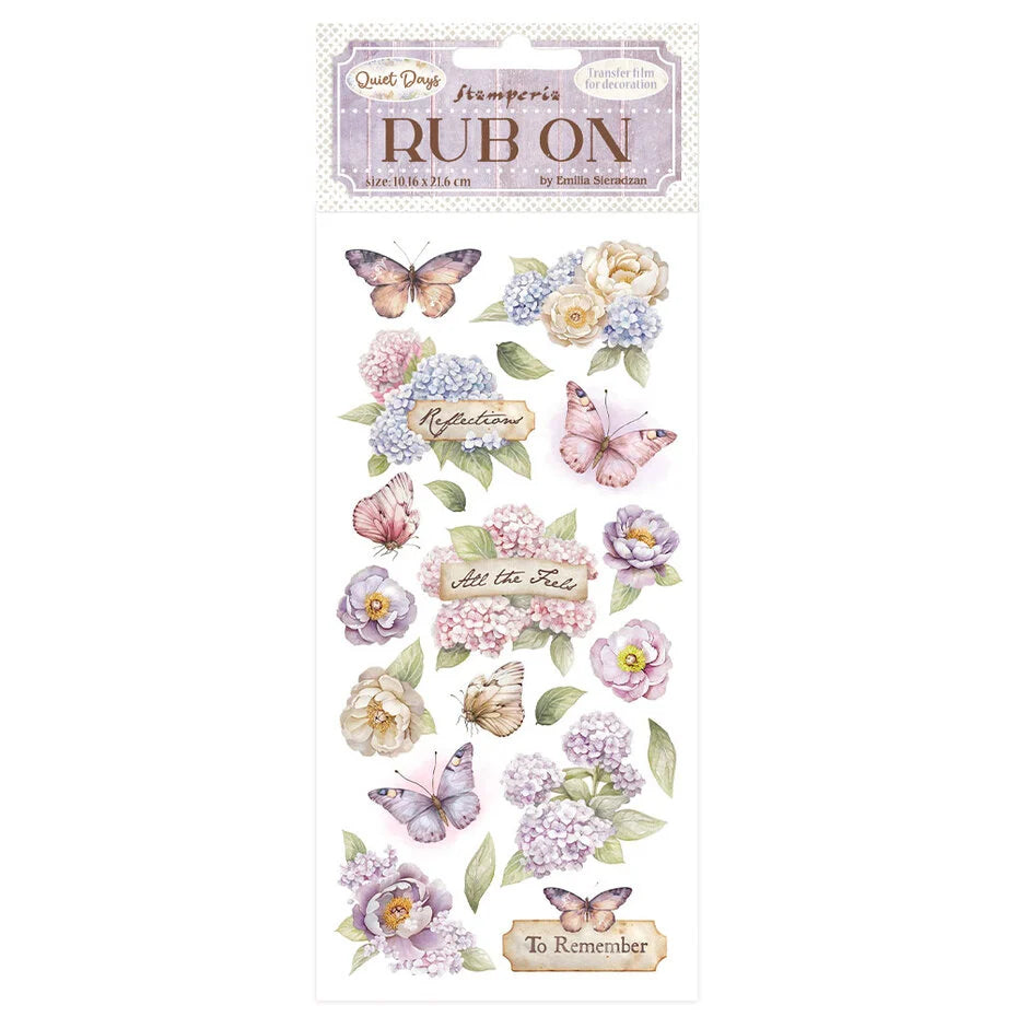 Stamperia - Rub Ons - Quiet Days - Hydrangea and Butterfly