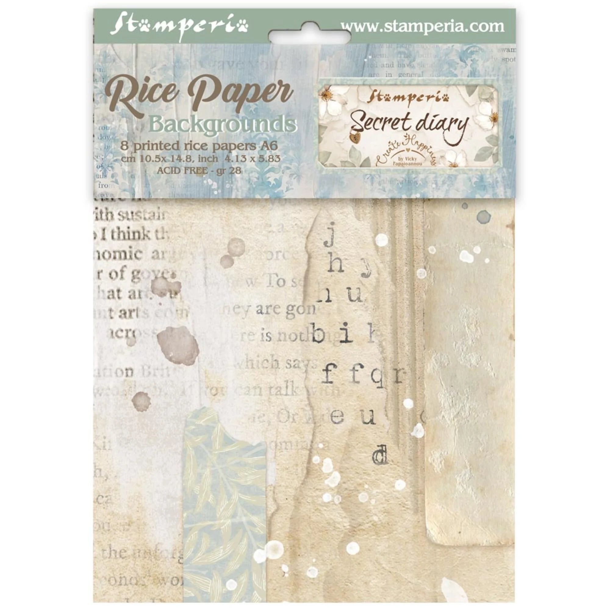Stamperia - Secret Diary - Mini Rice Paper Backgrounds - Rice Paper pack A6