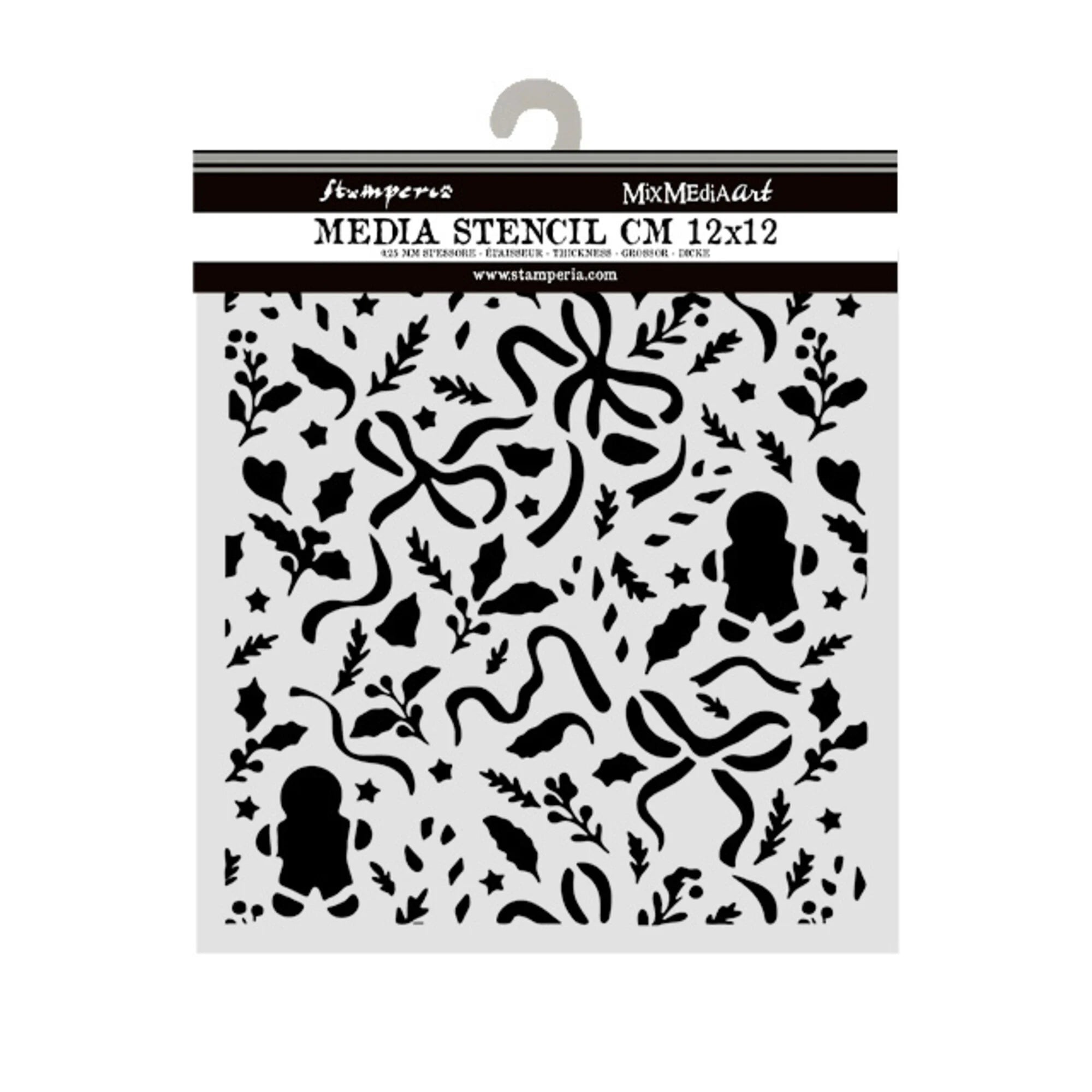 Stamperia - Stencil - Christmas Ribbons and Gingerbread - 12x12cm