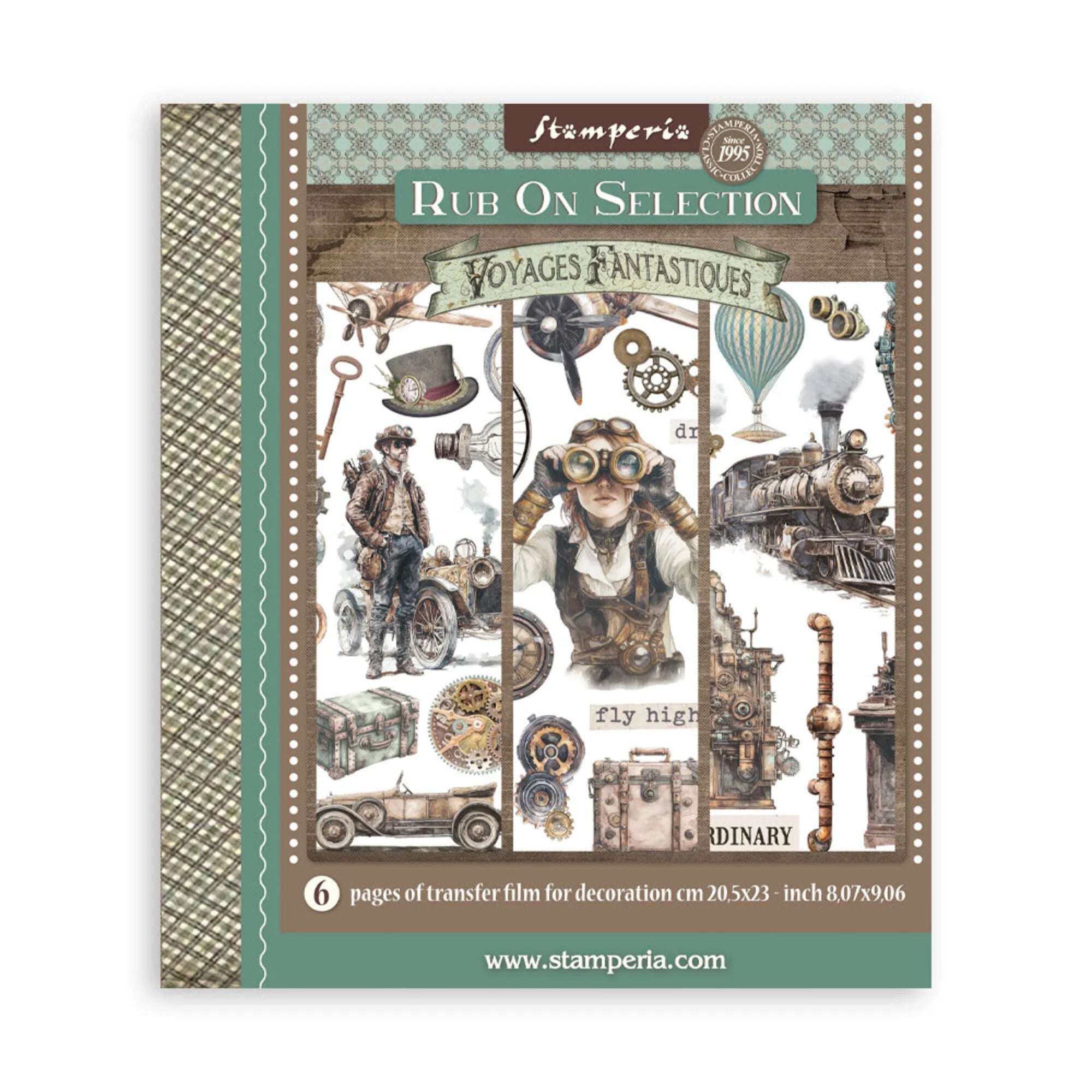 Stamperia - Voyages Fantastique - Rub ons kit 20,5 x 23 cm