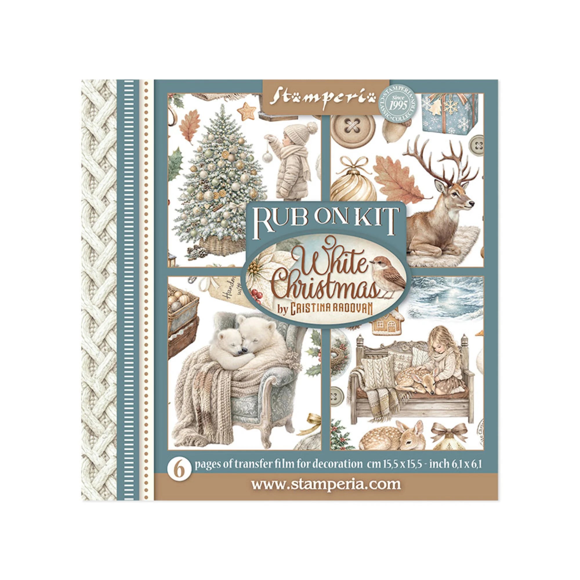 Stamperia - White Christmas - Rub ons kit - 15,5 x 15,5 cm
