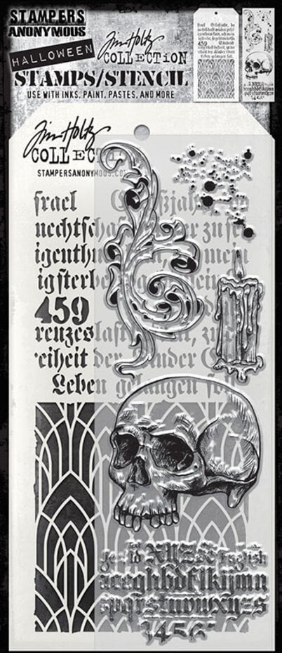 Tim Holtz - Mixed Media Set - Stamp/Stencil - Foreboding
