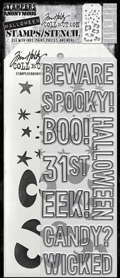 Tim Holtz - Mixed Media Set - Stamp/Stencil - Halloween Outlines