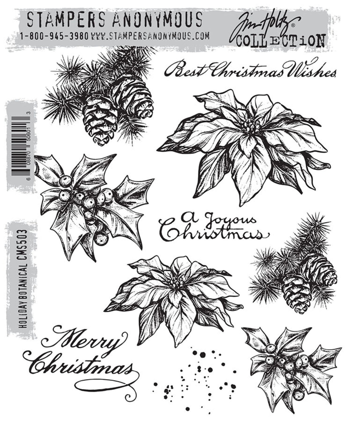 Stampers Anonymous - Tim Holtz Collection - Cling Stamps - Holiday Botanical