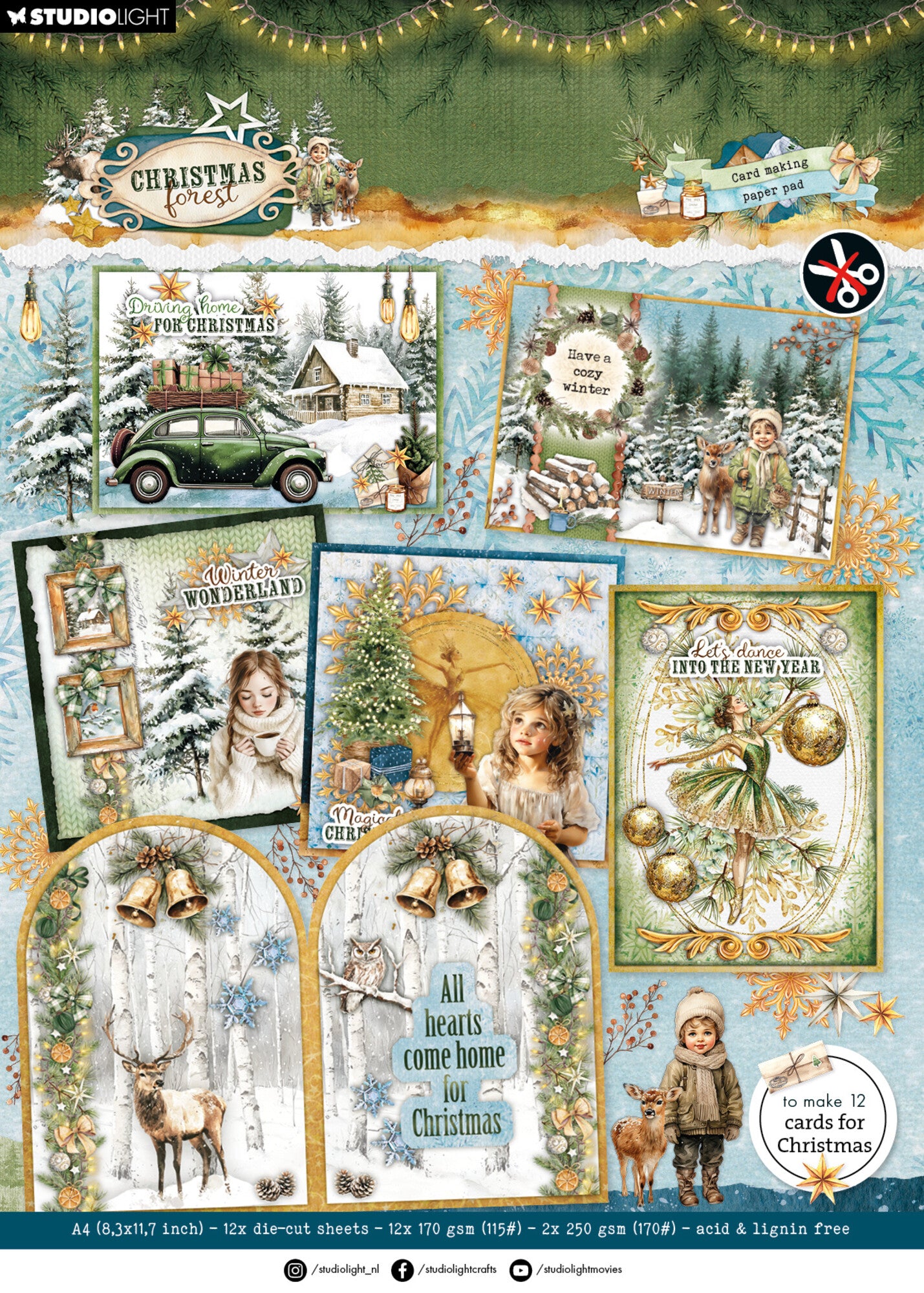 Studio Light - Christmas Forest - Cardmaking Paper Pad - A4