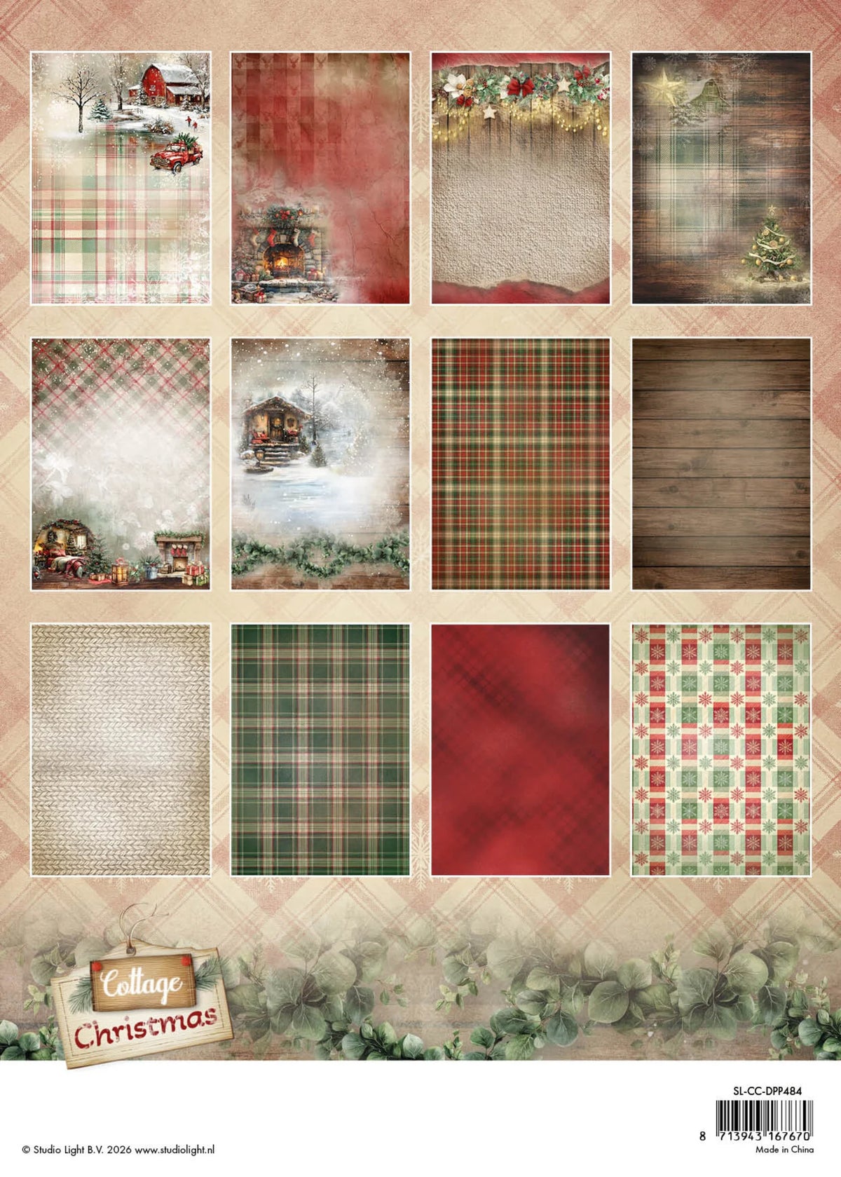 Studio Light - Cottage Christmas - Paper Pad Backgrounds - A4
