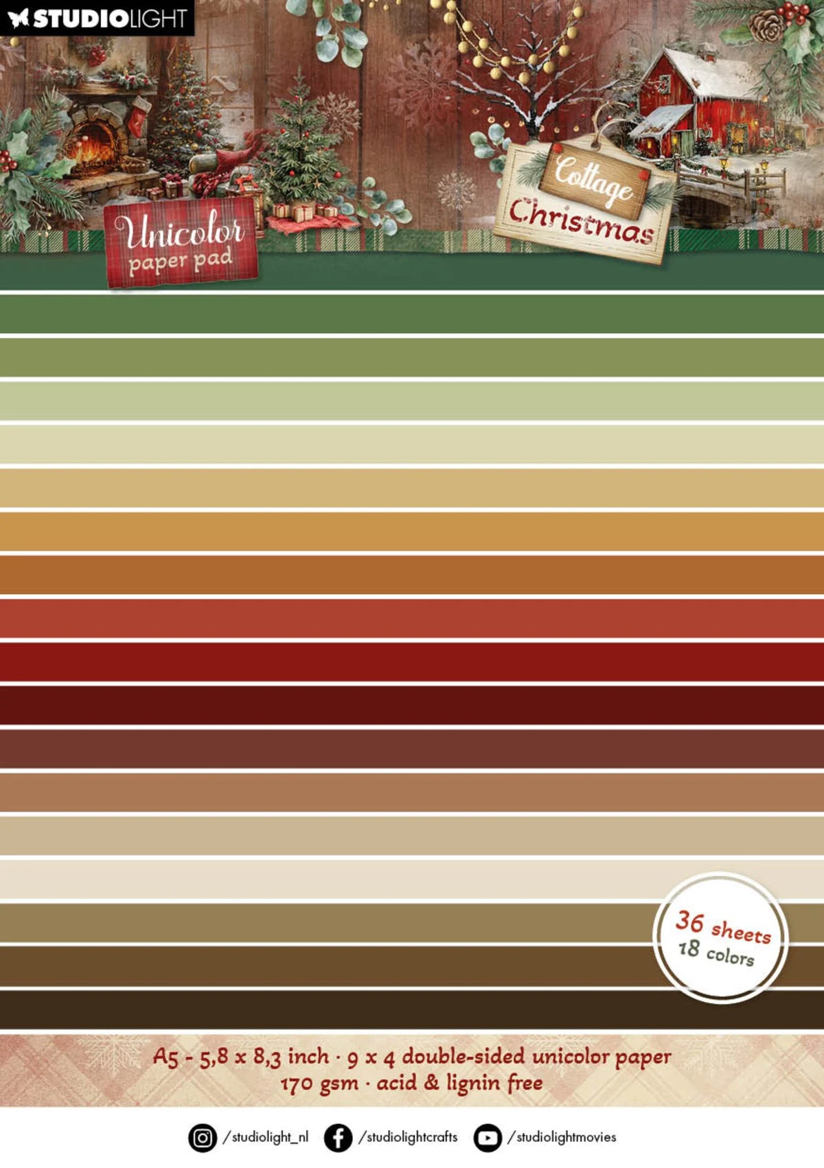 Studiolight - Cottage Christmas - A5 Paper Pad - Unicolor