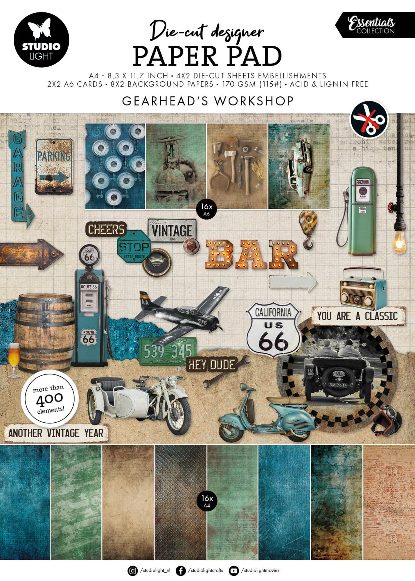 Studio Light Paper Pad - Die-cut designer Paper Pad - Gearhead's Workshop - A4