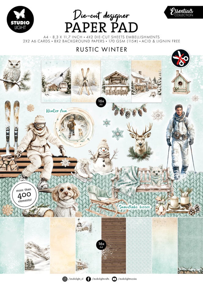 Studio Light - Rustic Winter - Die-Cut Paper Pad - A4