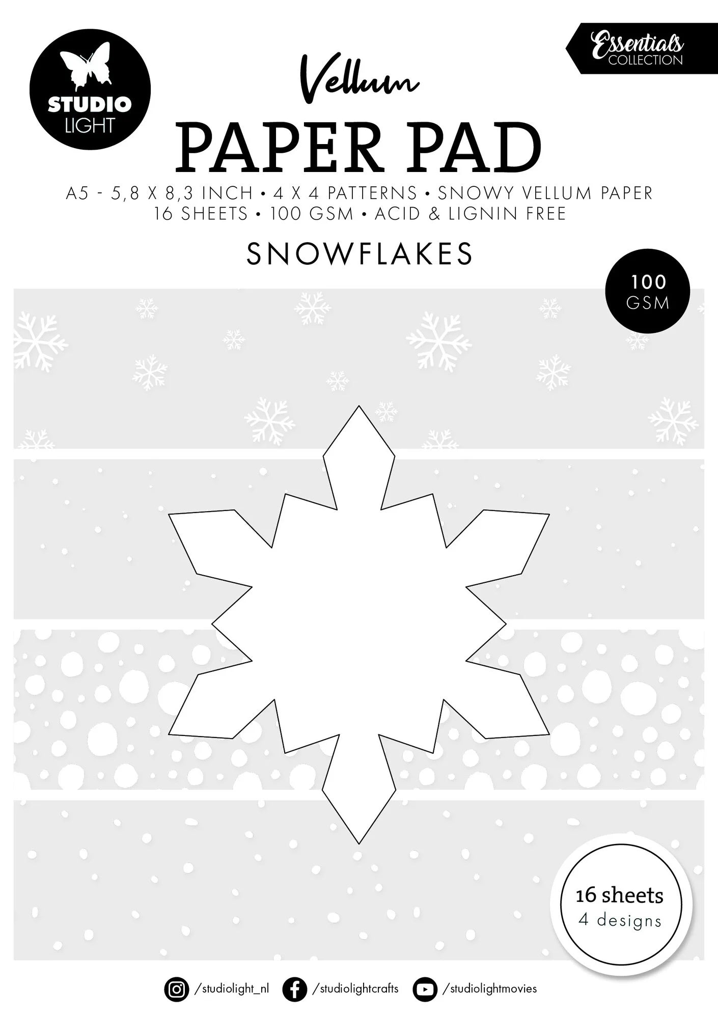 Studio Light - Snowflakes Essentials Vellum Paper Pad