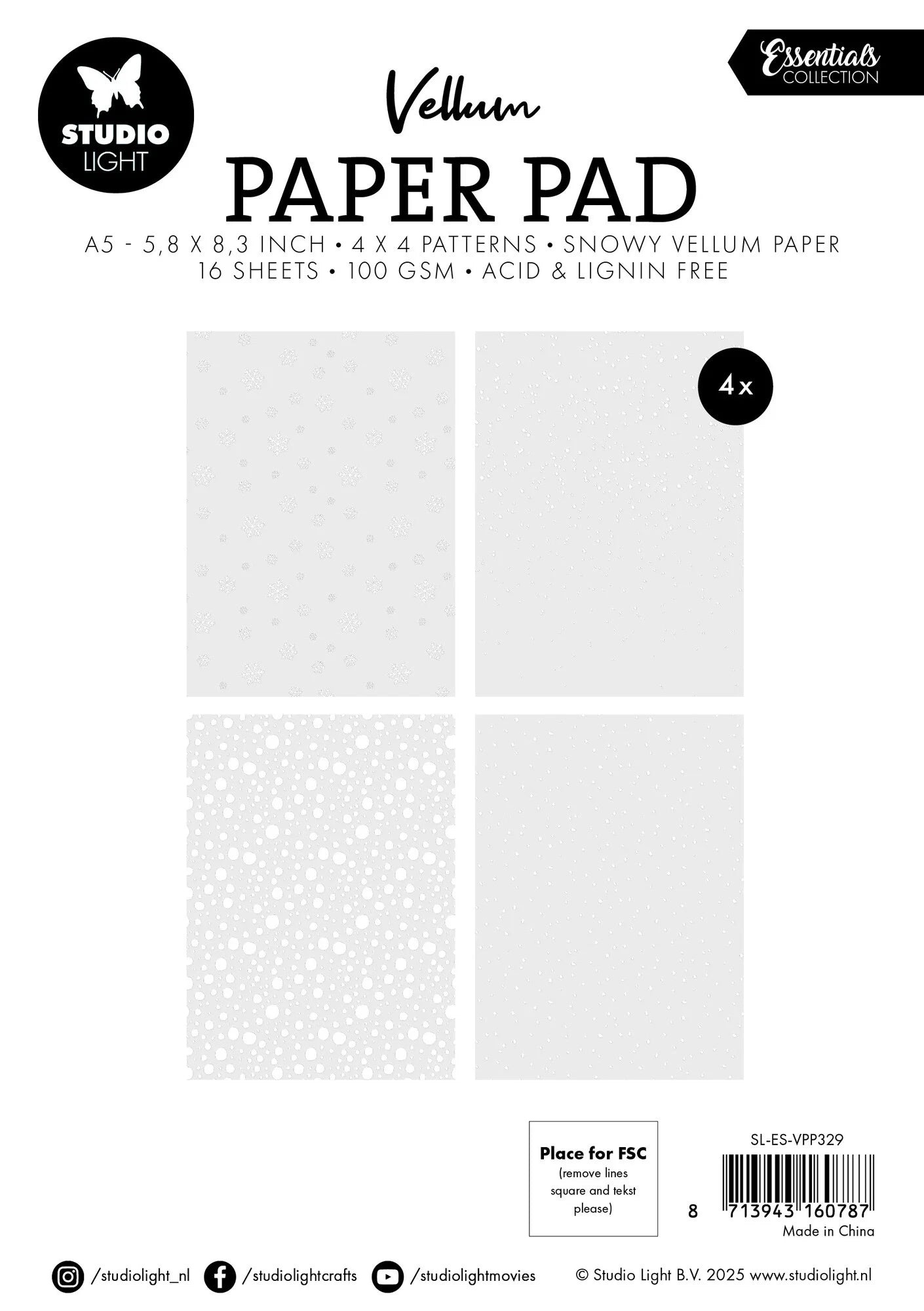 Studio Light - Snowflakes Essentials Vellum Paper Pad