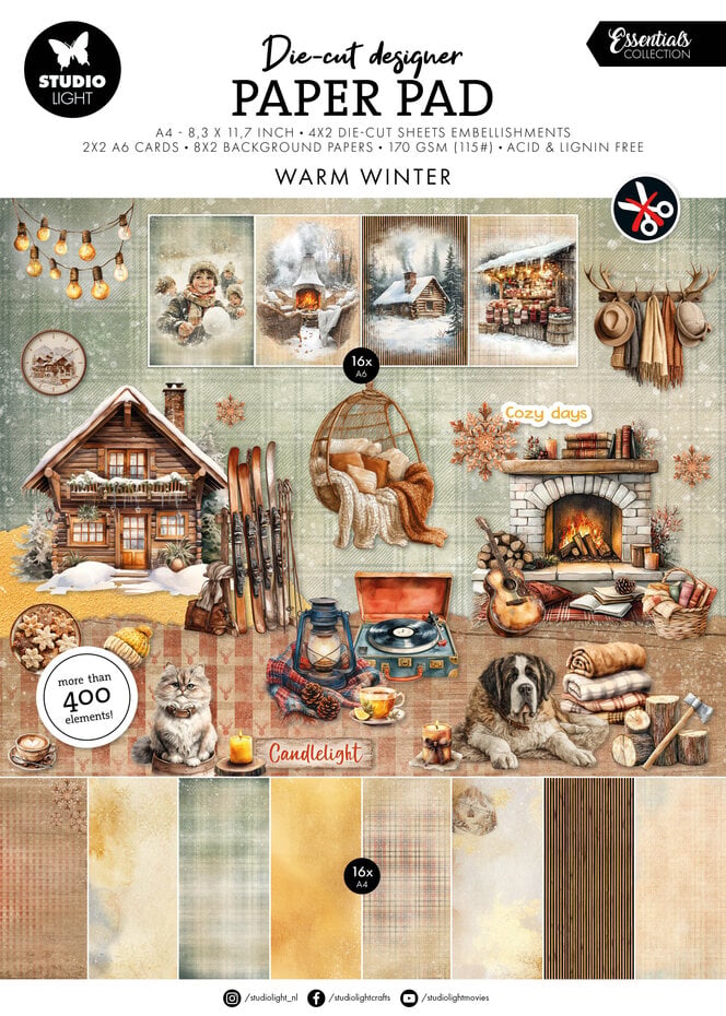 Studio Light - Warm Winter - Die-Cut Paper Pad - A4