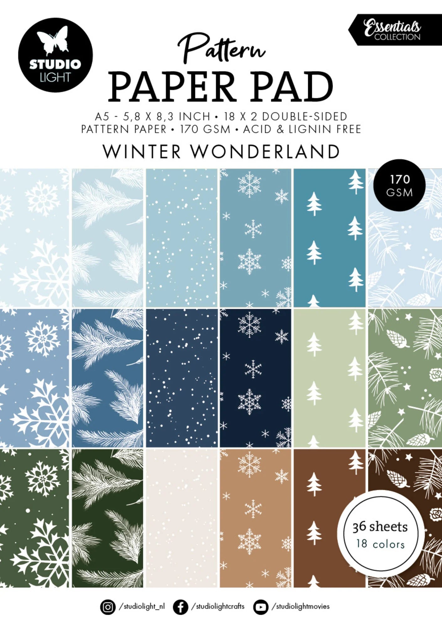 Studiolight - Winter Wonderland A5 Christmas Pattern Paper Pad
