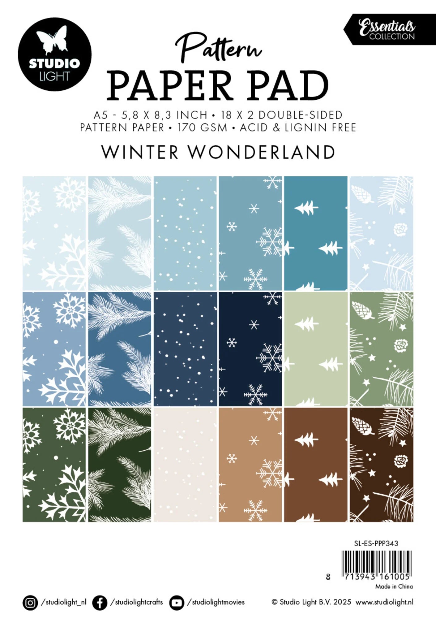 Studiolight - Winter Wonderland A5 Christmas Pattern Paper Pad