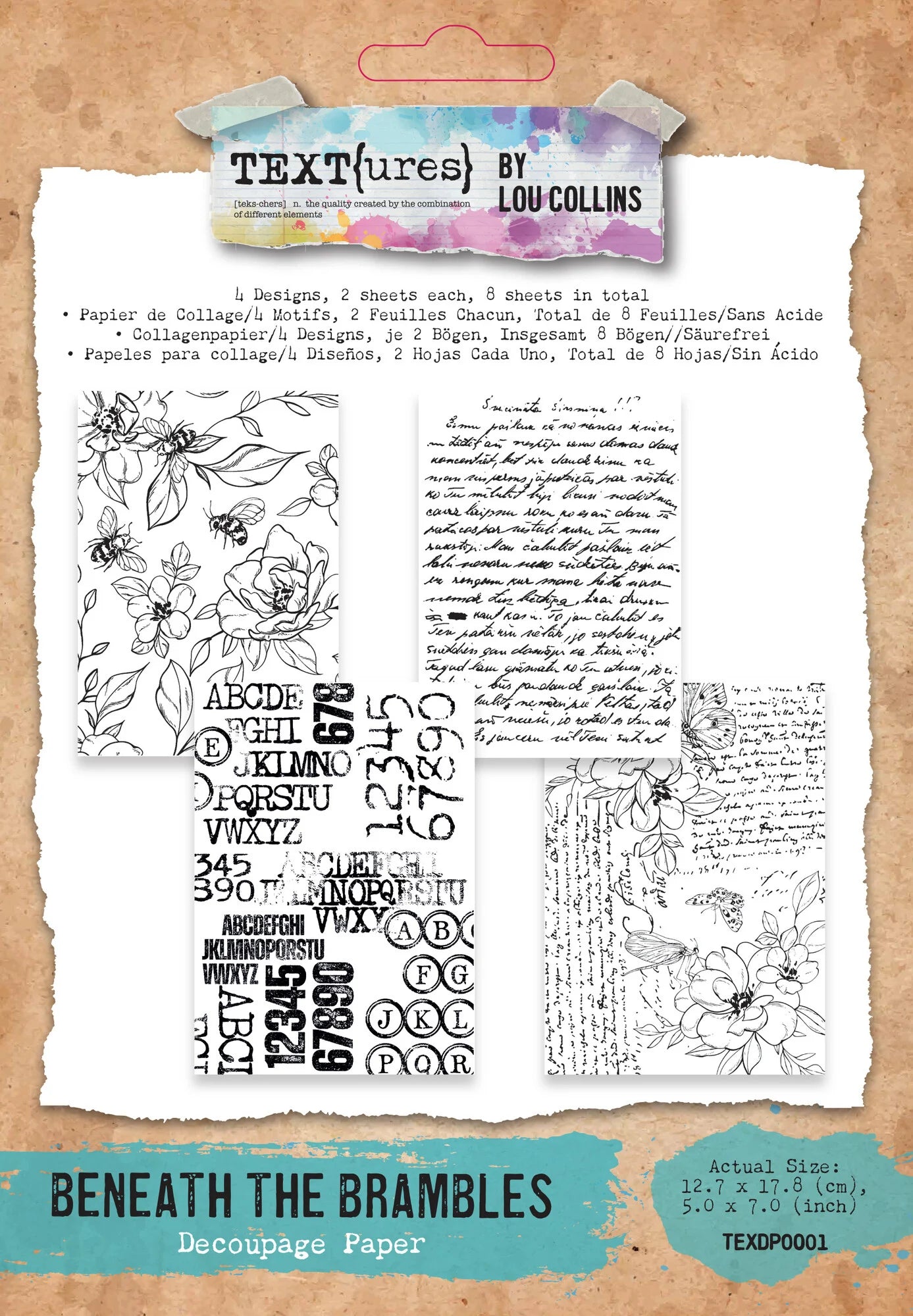 TEXT(ures) - Decoupage Paper - 5x7"