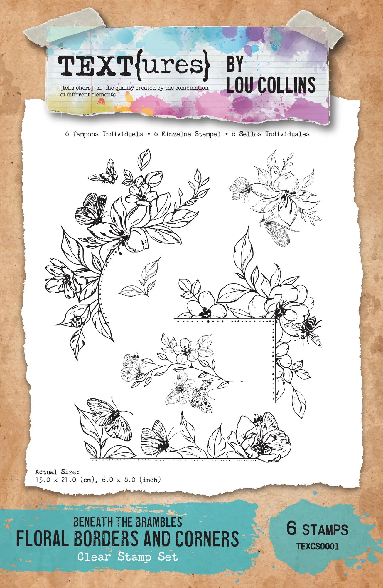 TEXT(ures) by Lou Collins - Clear stamp - Floral Borders and Corners