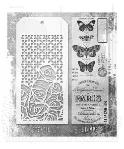 Tim Holtz - Mixed Media Set - Stamp/Stencil - Papillion