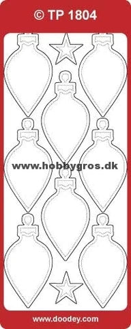 Klistremerker - Avlange Julekuler - Transparent - Sølv