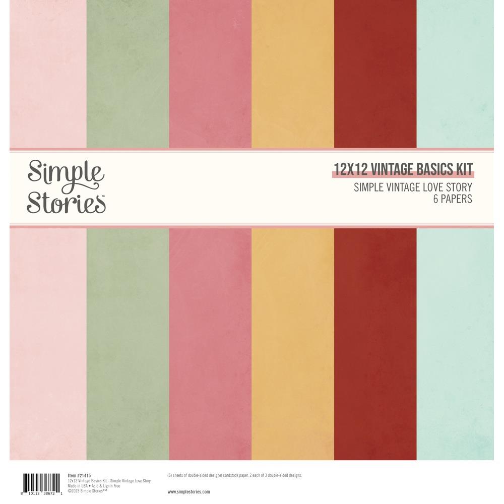 Simple Stories - Love Story - Basics Paper Pack - 12 x 12"
