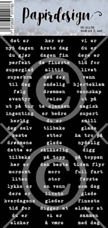 Papirdesign - Ord klistremerker - Små ord 2, sort