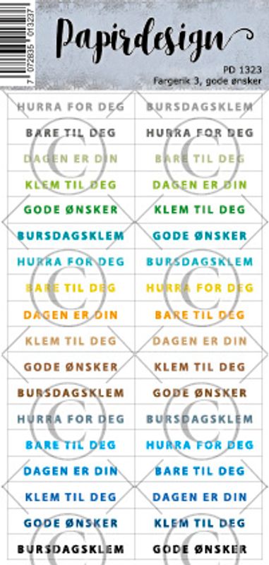 Papirdesign - Ord klistremerker - Fargerik 3, gode ønsker