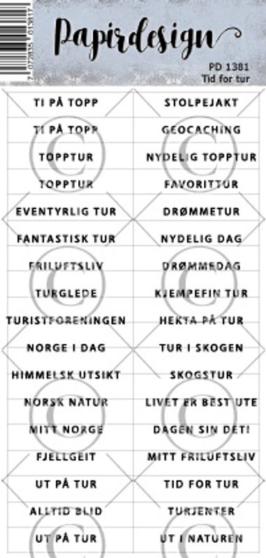Papirdesign - Ord klistremerker - Tid for tur