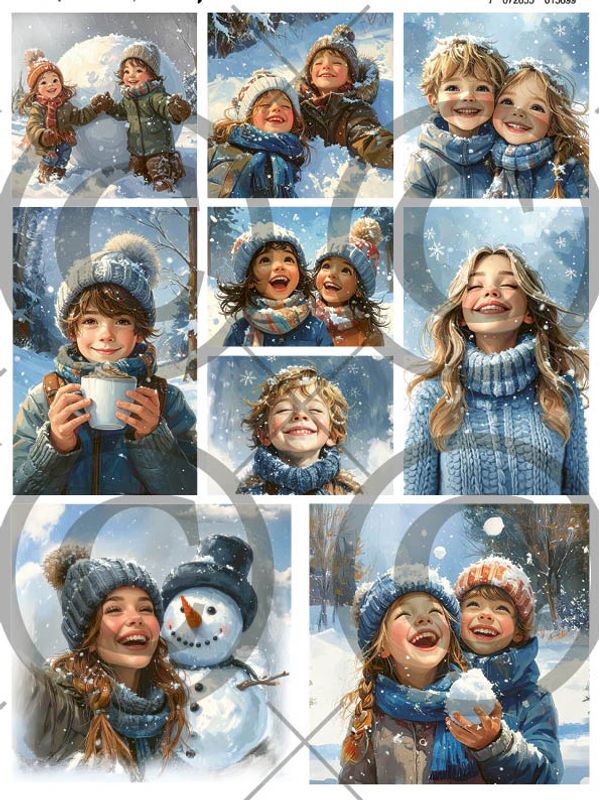 Papirdesign - Motivark - Vinterbarn - A4