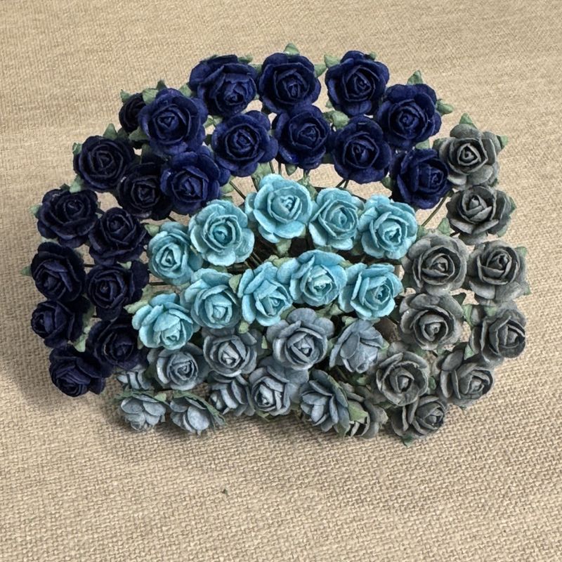Papirdesign - Roser - Blå miks - 1,2cm