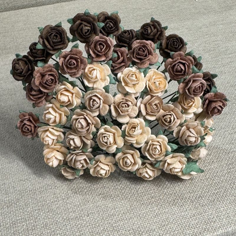 Papirdesign - Roser - Brun miks - 1,2cm